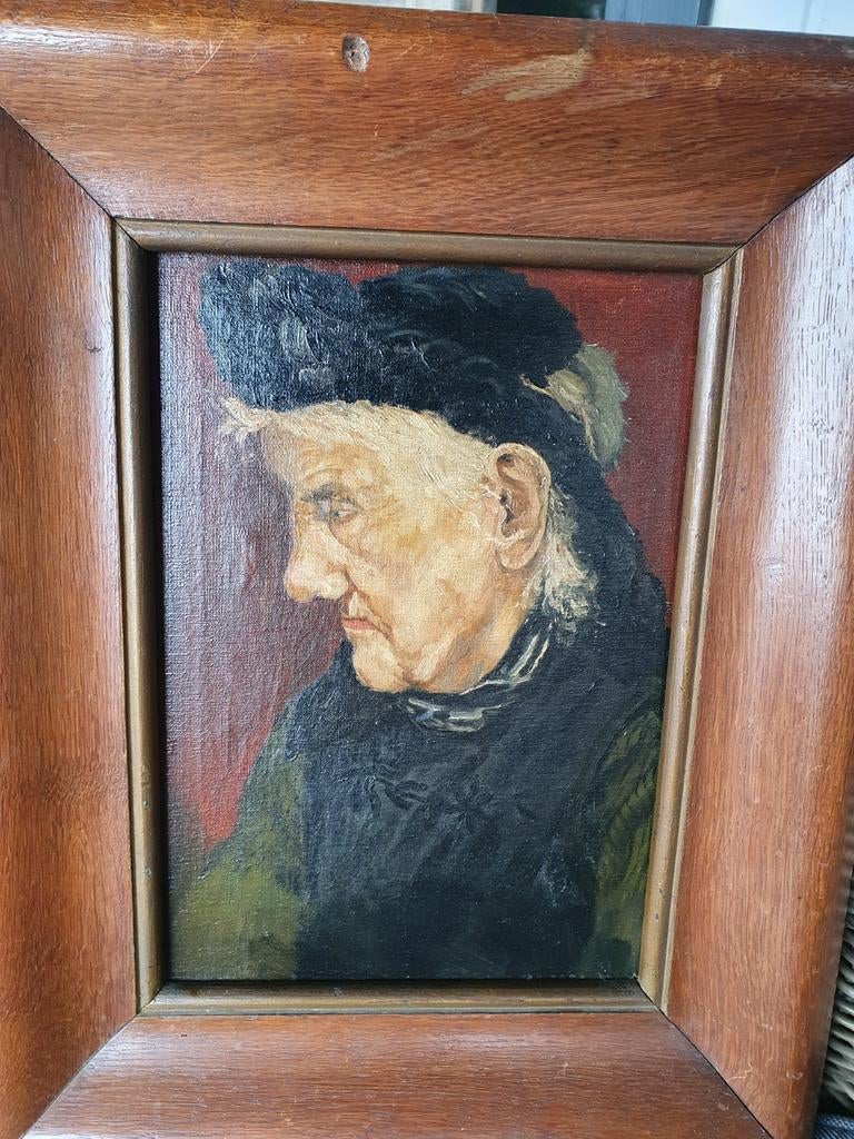 Oud portret schilderij, gesigneerd A.R. Kayser-Blom, Ophalen of Verzenden