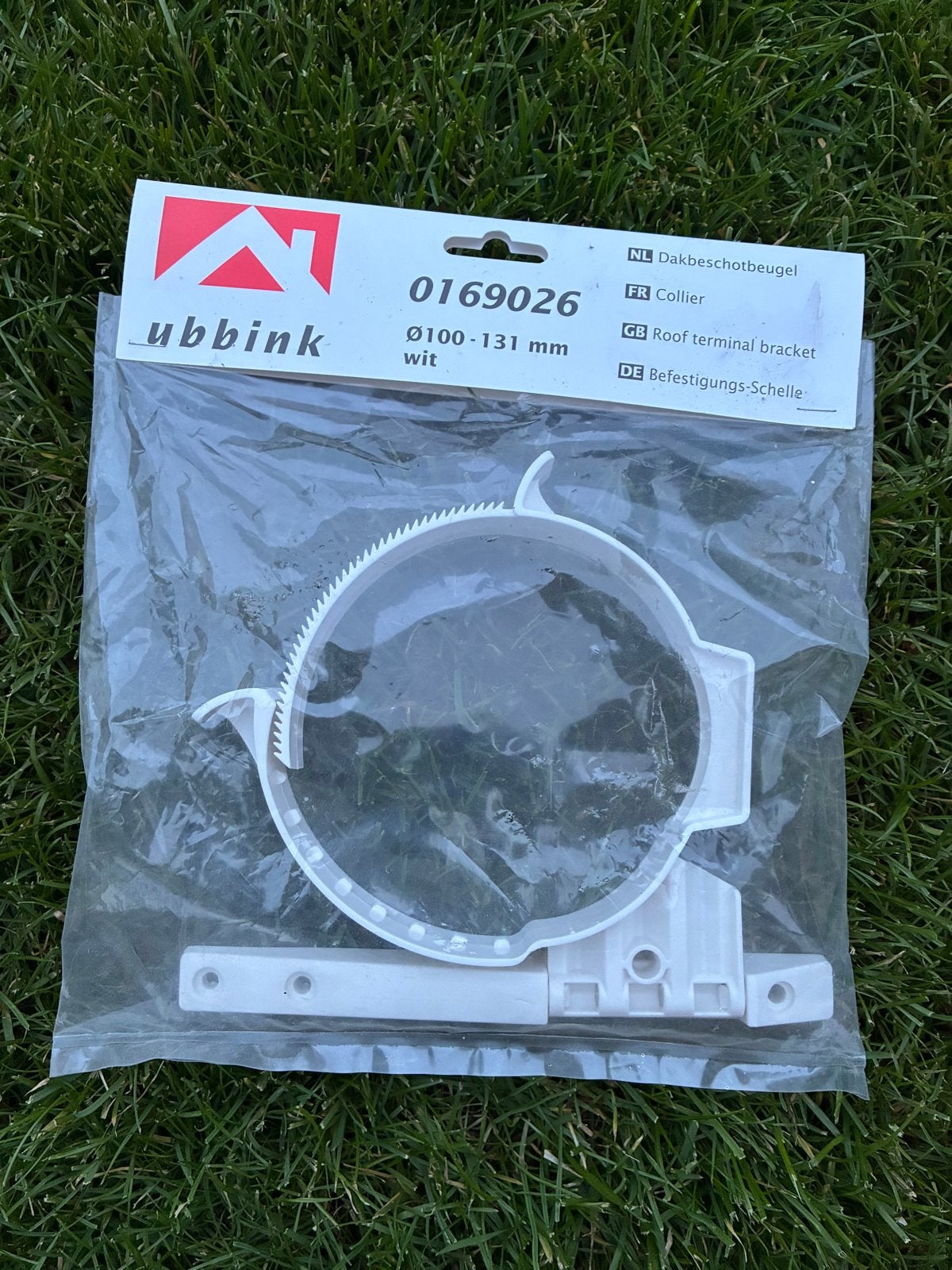 Ubbink Dakbeschotbeugel #0169026 #100-131mm wit, Ophalen, Kunststof, Overige kleuren, Overige typen