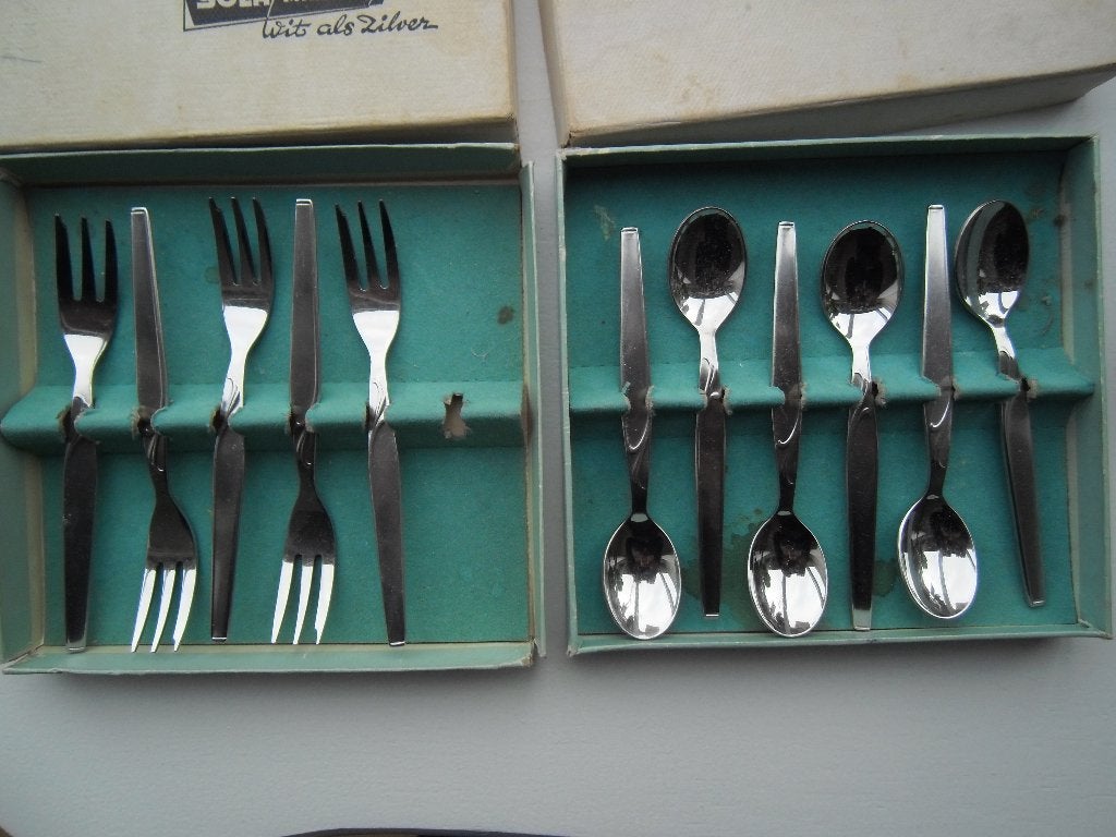 gebaksvorkjes en theelepels Sola gero zilmeta, Huis en Inrichting, Keuken | Bestek, Ophalen of Verzenden, Gebruikt, Rvs of Chroom