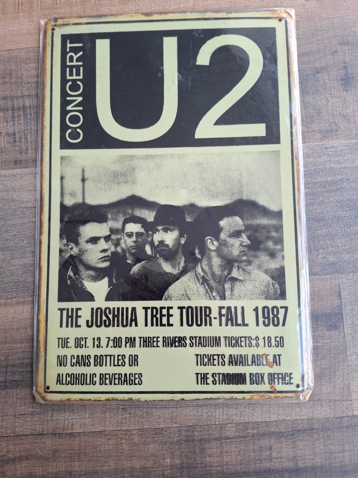 U2 The Joshua Tree Tour Blikken Reclamebord - Nieuw, Ophalen of Verzenden, Nieuw, Reclamebord