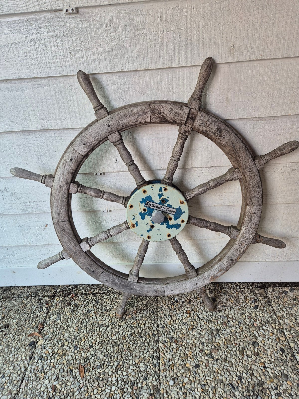 Groot antiek decoratief scheepsroer - 107cm diameter, Antiek en Kunst, Antiek | Woonaccessoires, Ophalen