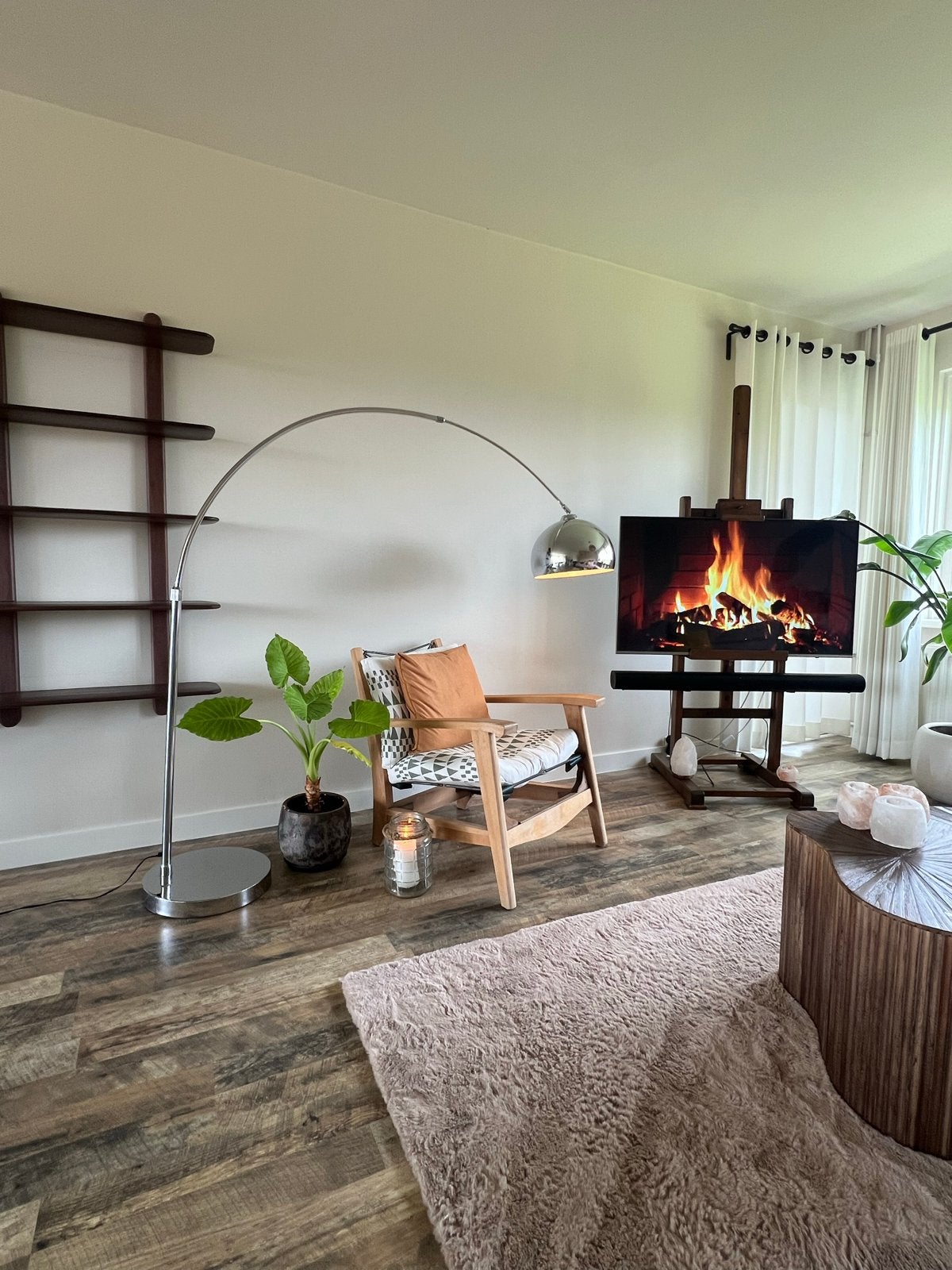 Retro zilveren booglamp, Huis en Inrichting, Ophalen, Retro, vintage, mid century modern, E27 (groot), Zo goed als nieuw