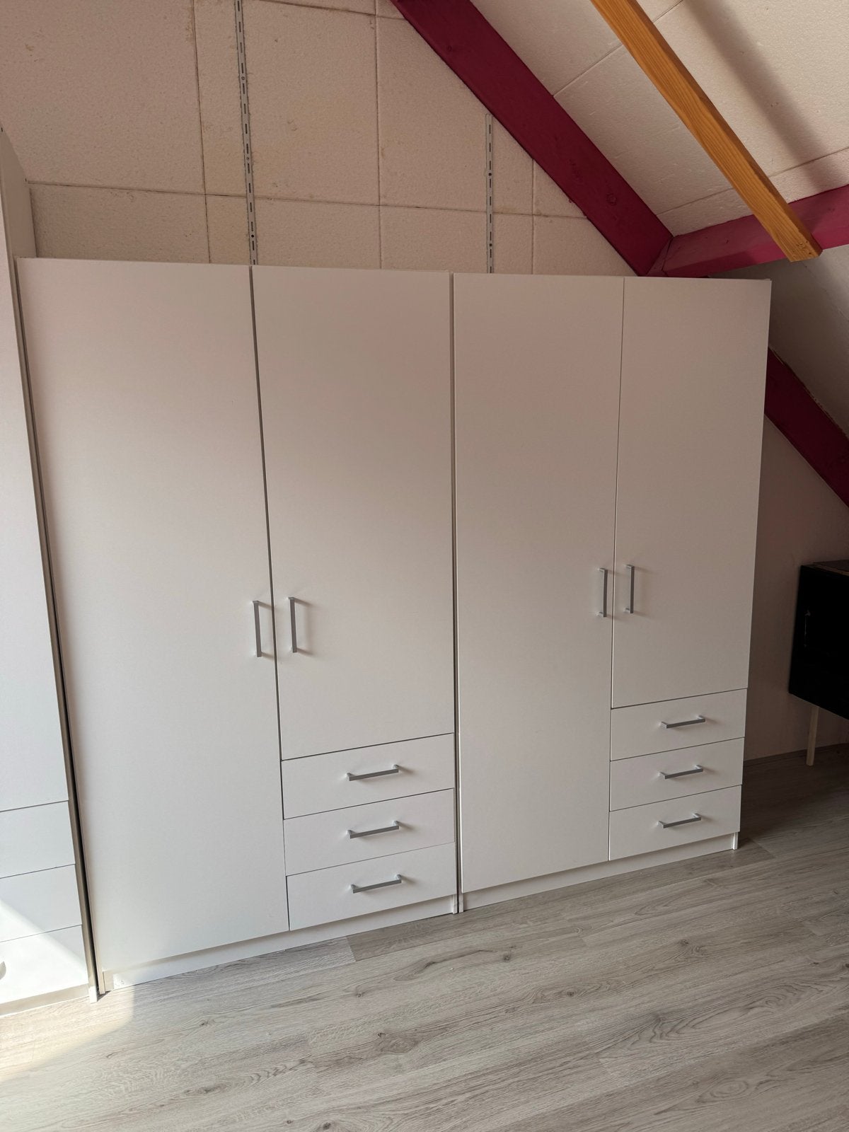 2 Witte Kledingkasten met Ophangplek, Planken en Lades, Huis en Inrichting, Kasten | Kledingkasten, Gebruikt, 100 tot 150 cm, 200 cm of meer