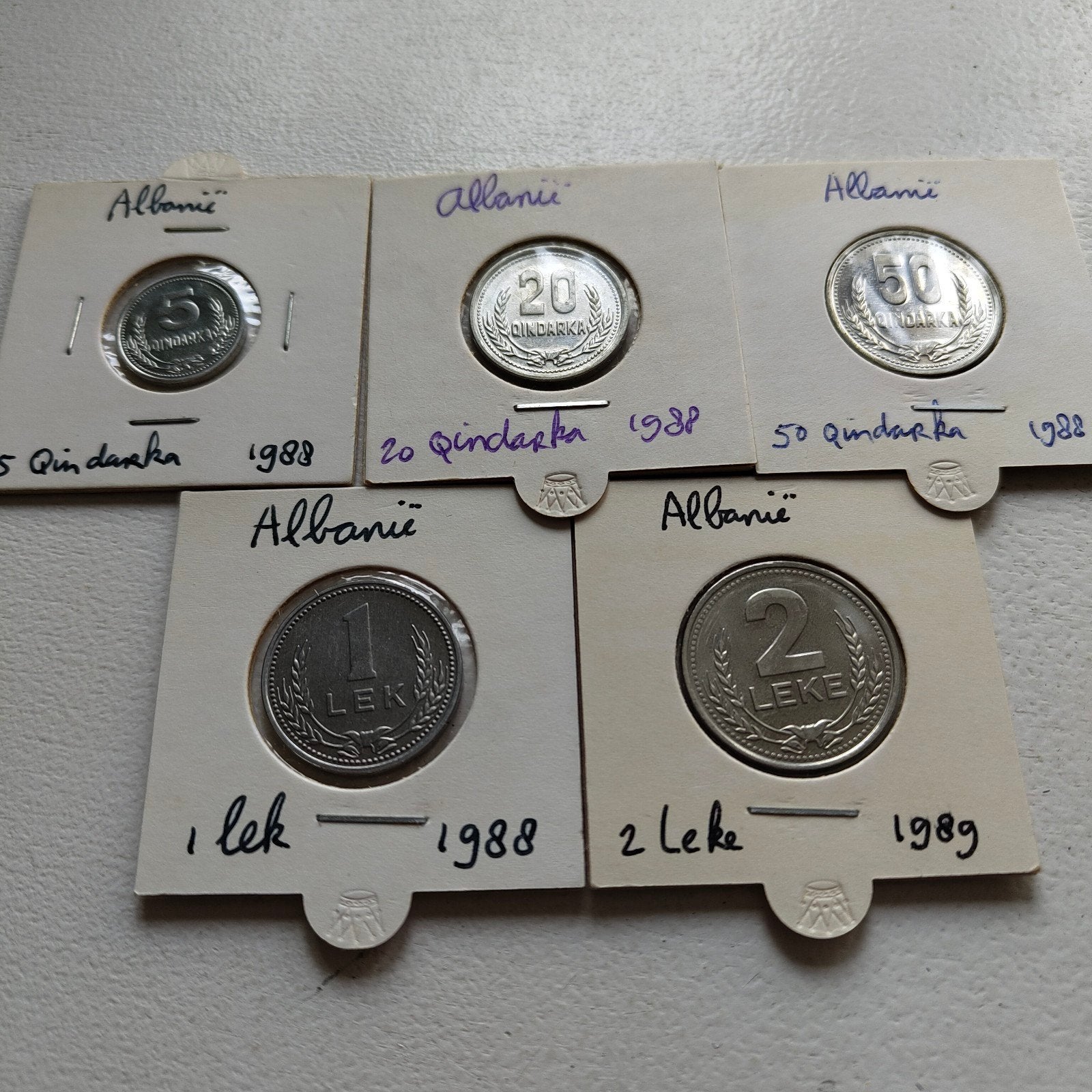 Albanië set qindarka en lek 1988-1989 UNC, Postzegels en Munten, Munten | Europa | Niet-Euromunten, Ophalen of Verzenden