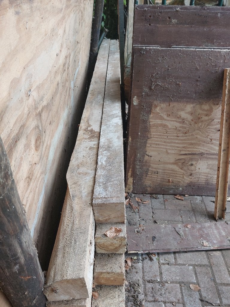 Teakhouten balken teak hout, Ophalen, Minder dan 25 mm, Zo goed als nieuw, 250 tot 300 cm