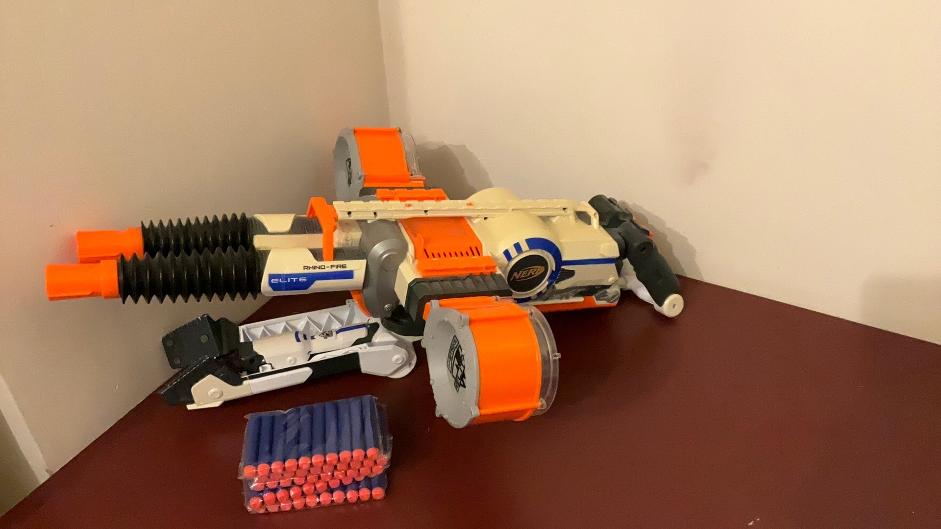 Nerf Elite Rhino-Fire +50pijltjes, Ophalen of Verzenden, Gebruikt, Jongen of Meisje