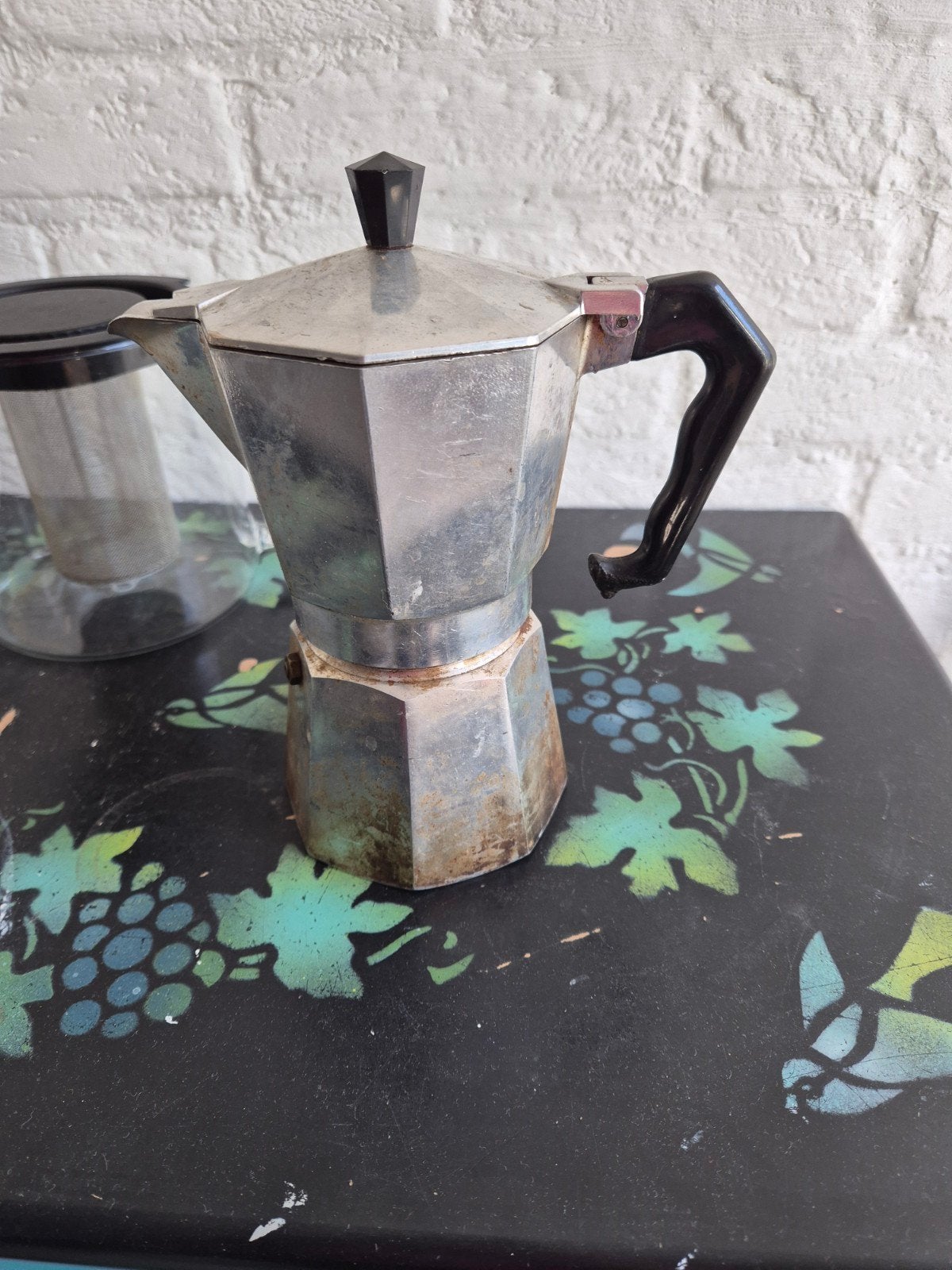 Vintage Moka Express percolator - Italiaanse koffiepot, Ophalen, Gebruikt, Overige modellen, Gemalen koffie