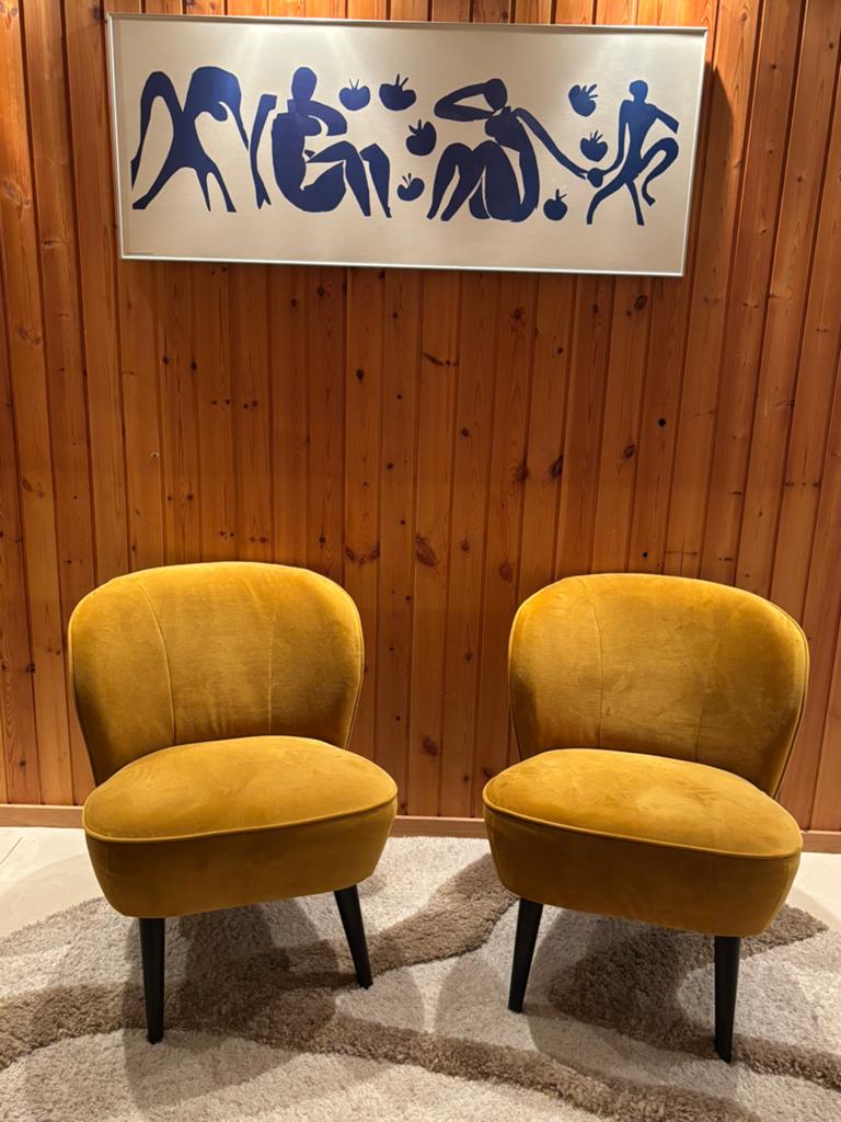 2x zgan Woood Sara fauteuil, okergeel, Ophalen, Twee, Overige kleuren, Zo goed als nieuw