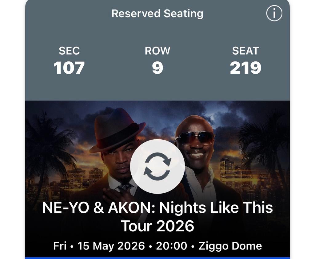 Ne-yo & Akon 15 mei (1 ticket), Eén persoon, Mei