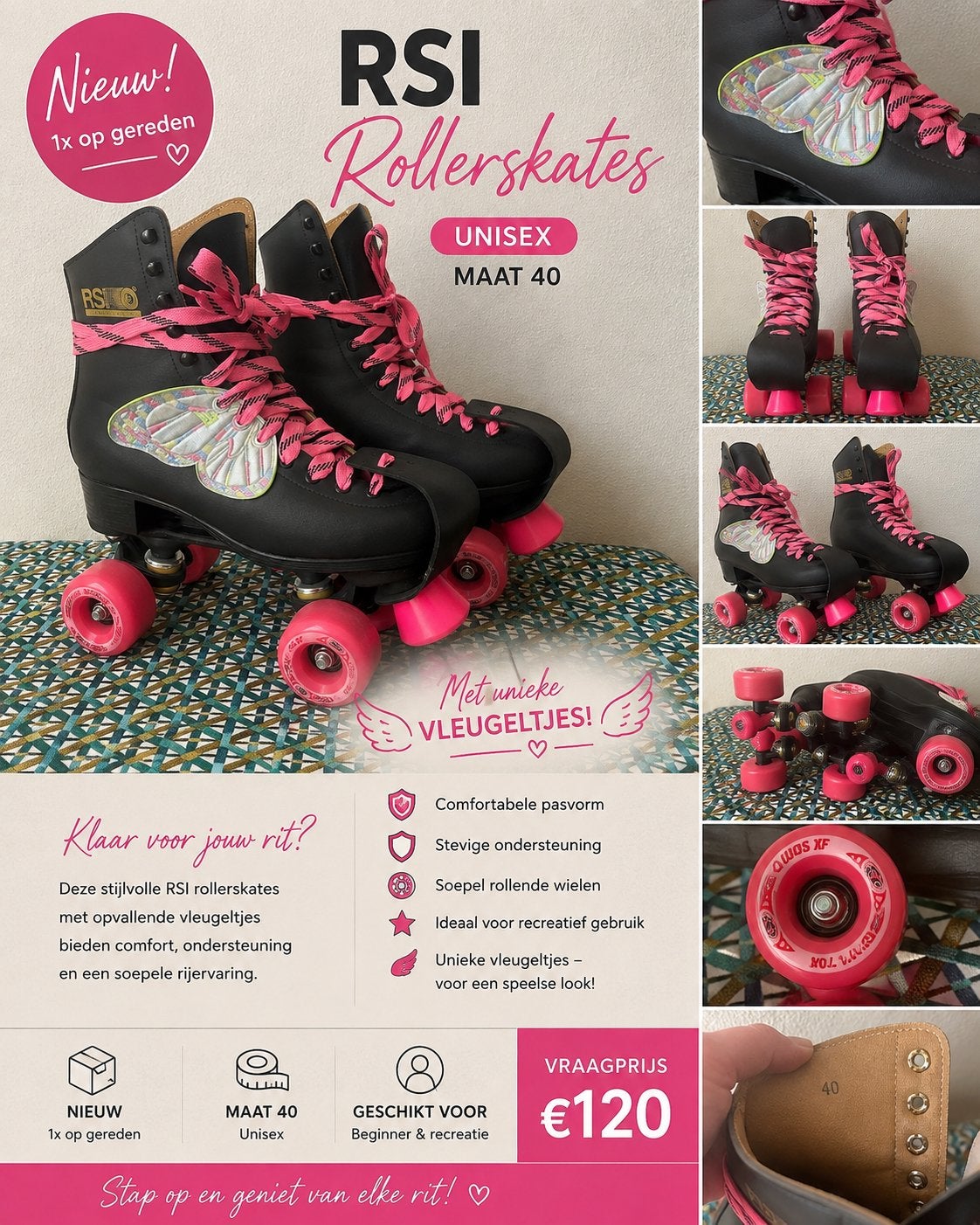 RSI Rollerskates Maat 40 - Zo goed als nieuw!, Zo goed als nieuw, Inline skates 4 wielen, Ophalen, Overige merken
