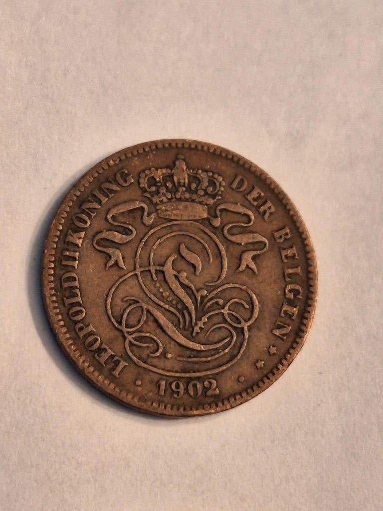 2 munten België 2 centimes 1902N en 1919N, Ophalen of Verzenden, Overig, Losse munt