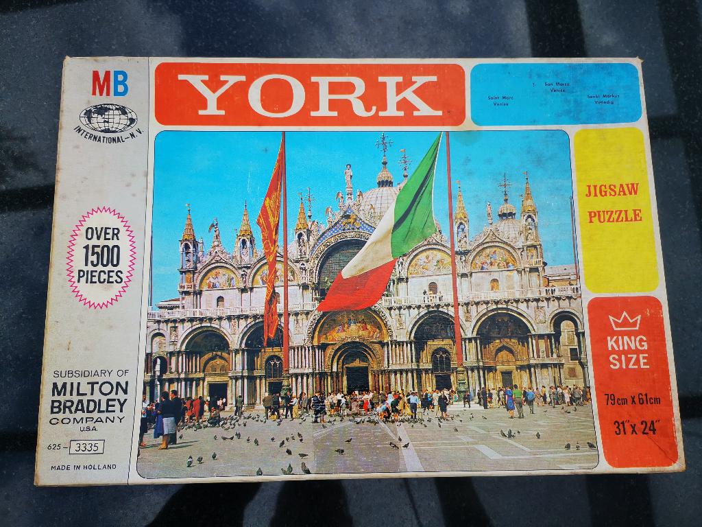 Milton Bradley YORK 1968 Vintage Jigsaw Puzzle ITALY VENICE, Ophalen of Verzenden, 500 t/m 1500 stukjes, Gebruikt