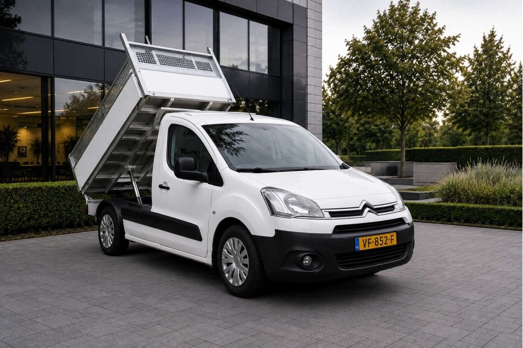 Citroen Berlingo kipper pick-up grijs kenteken, Auto's, Voorwielaandrijving, Euro 5, Stof, Zwart