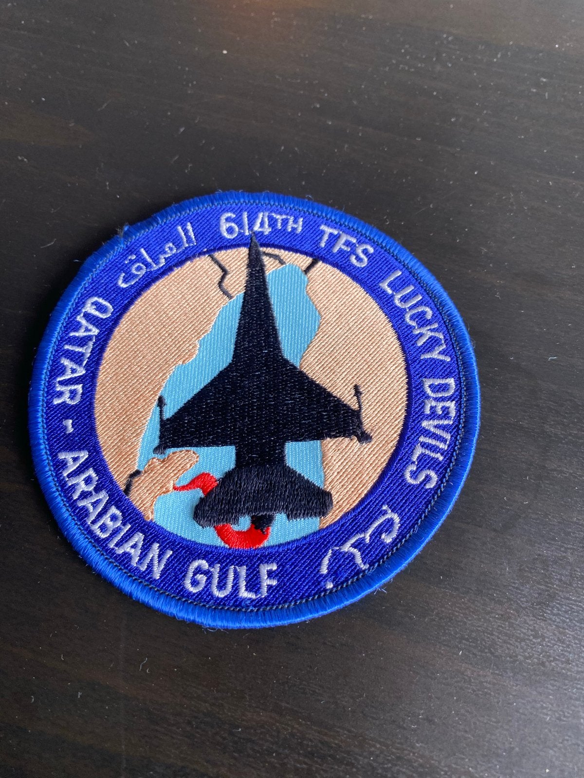 614th TFS Lucky Devils Qatar Arabian Gulf Patch, Ophalen of Verzenden, Zo goed als nieuw, Auto of Motor