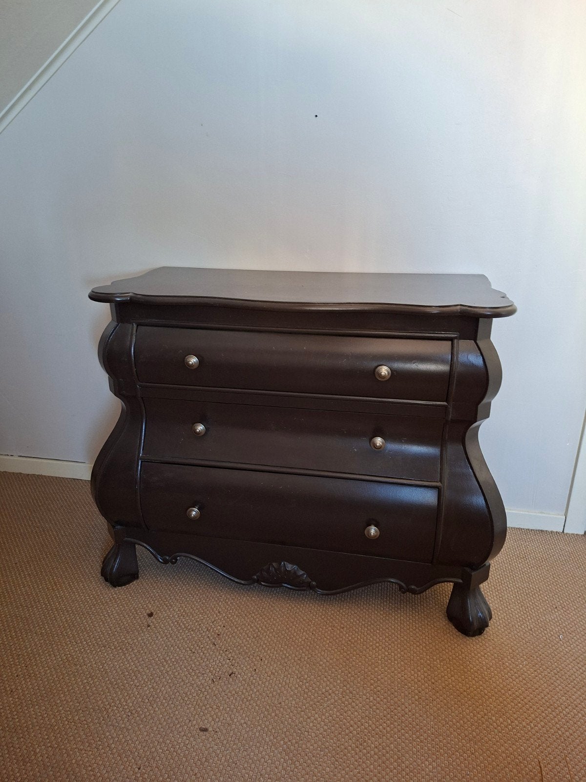 Antieke Commode met 3 Lades - Donkerbruin, Ophalen, Gebruikt, 100 tot 150 cm, Met lade(s)