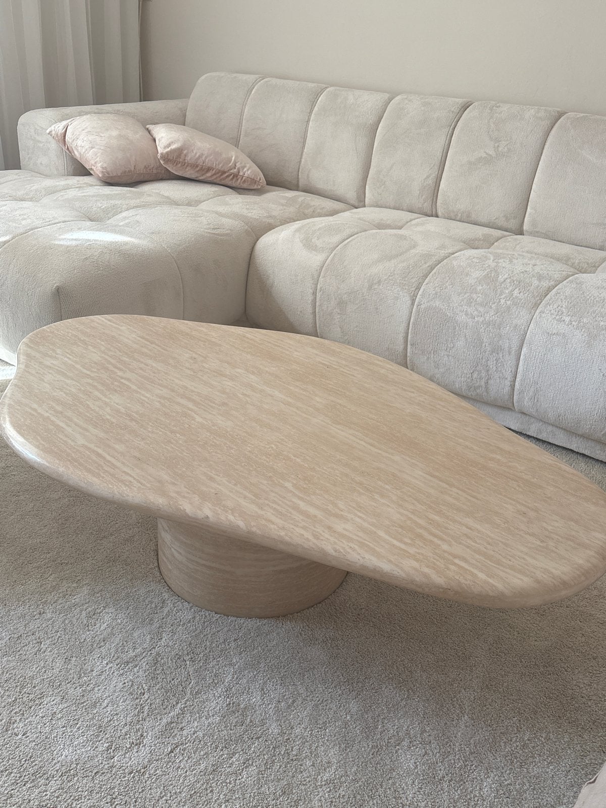 Richmond Travertin Salontafel/Eettafel, Huis en Inrichting, Tafels | Eettafels, Overige materialen, Gebruikt, 100 tot 150 cm, Rond