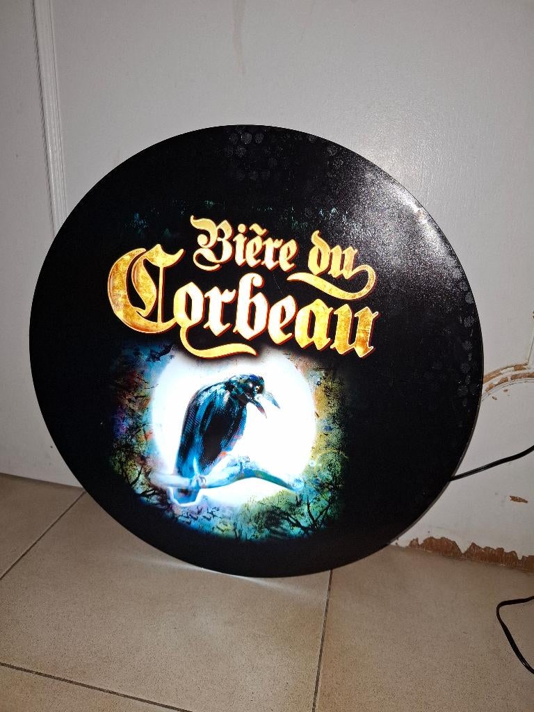 Lichtreclame bière du Corbeau (zeer zeldzaam), Ophalen of Verzenden, Nieuw, Lichtbak of (neon) lamp