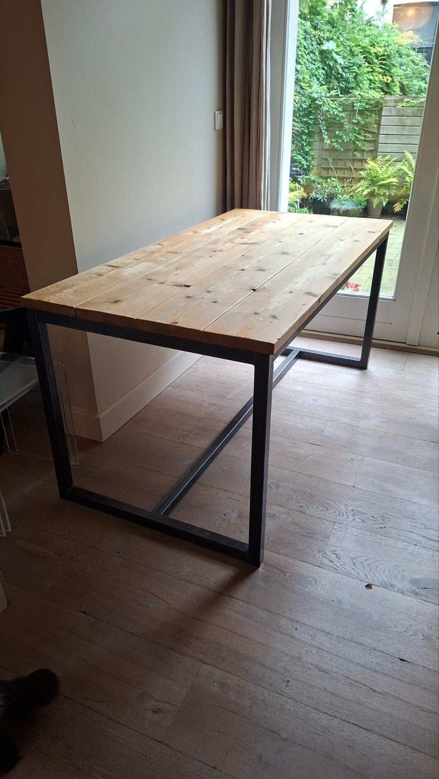 Steigerhouten eettafel 160x81x77 cm, Huis en Inrichting, Tafels | Eettafels, Overige houtsoorten, Gebruikt, 150 tot 200 cm, Industrieel, Robuust