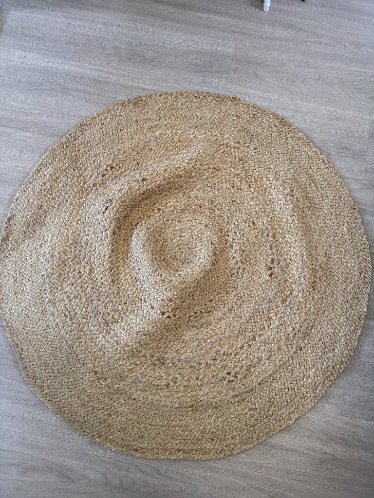 Rond jute vloerkleed – naturel – gevlochten, Ophalen, Zo goed als nieuw, Beige, Rond