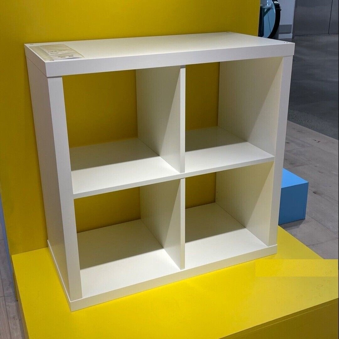 IKEA Kallax kast met 4 grijze Drona bakken, Gebruikt, Minder dan 100 cm, 25 tot 50 cm, Overige materialen