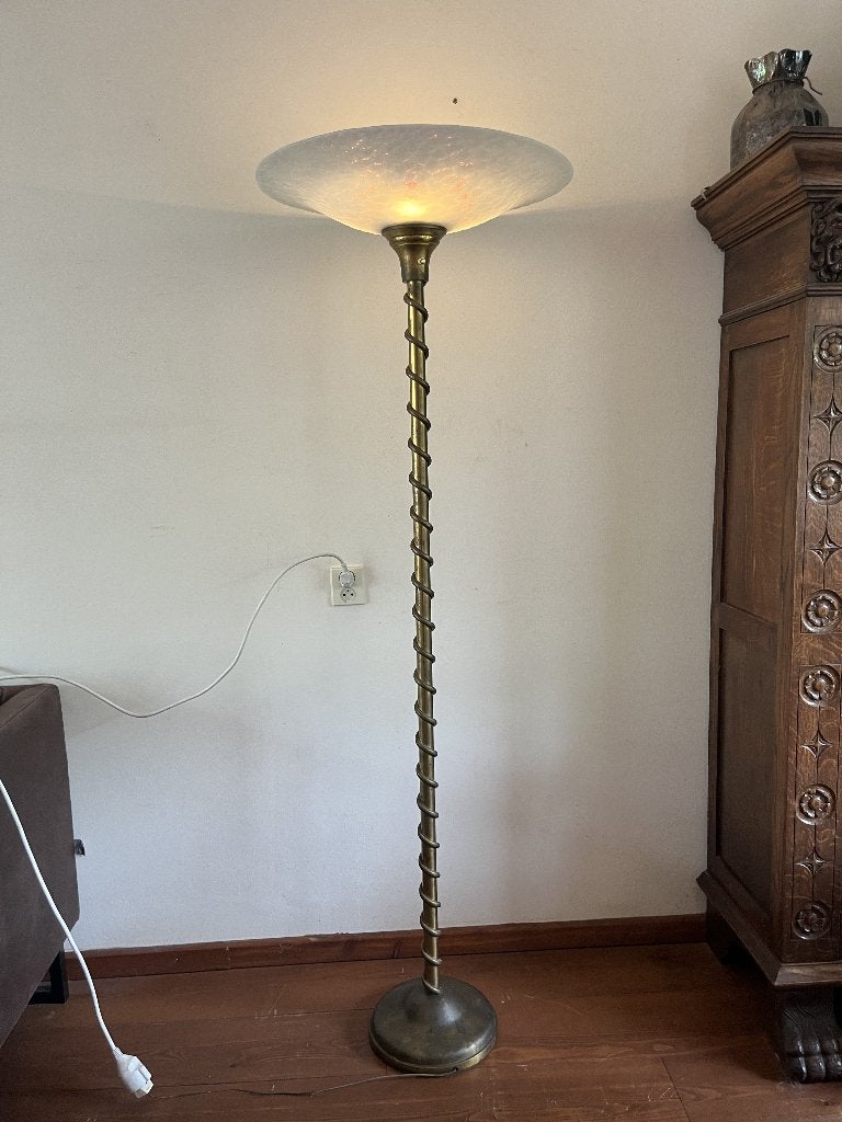 Vintage messing Staande lamp Amsterdamse school jaren 30, Antiek en Kunst, Ophalen