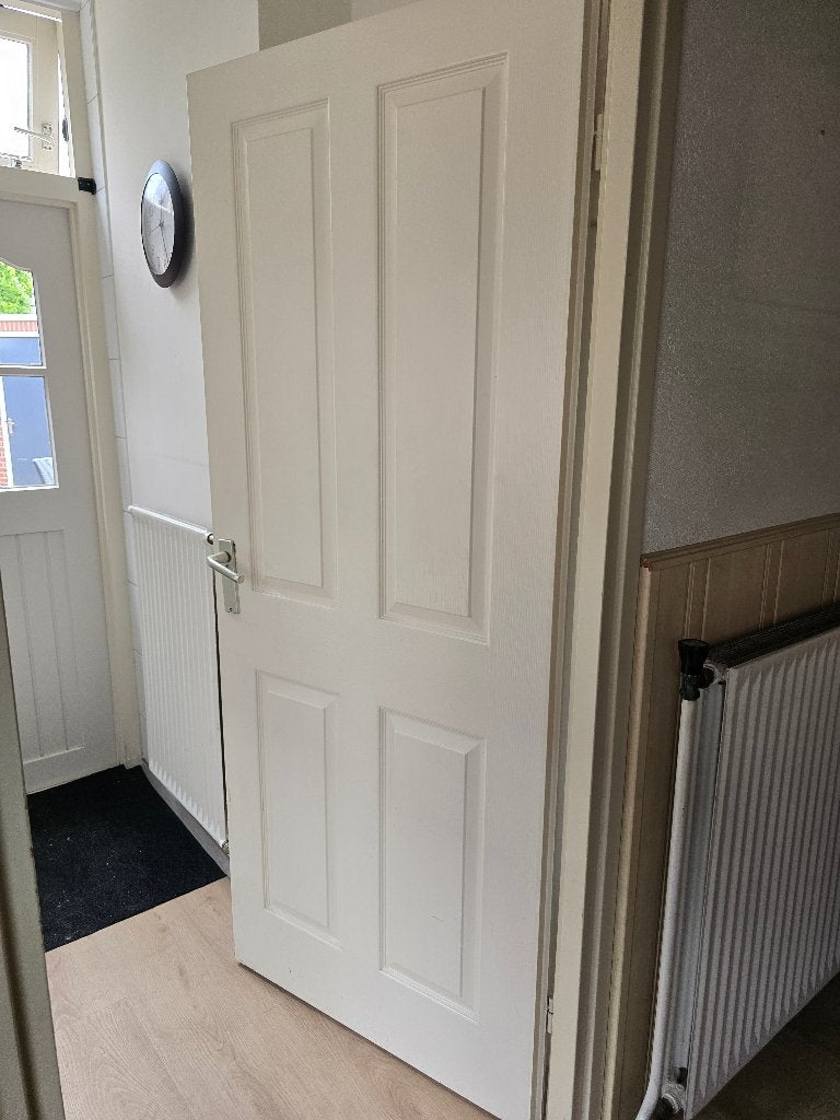 4 witte paneeldeuren incl. glas-in-lood deur, Doe-het-zelf en Verbouw, Deuren en Horren, Ophalen, Gebruikt, Minder dan 80 cm, Binnendeur