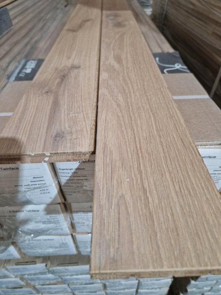 EIKEN VLOER MASSIEF, LEGKLAAR GEOLIED 100MM BREED AANBIEDING, Ophalen, Nieuw, 75 m² of meer, Parket