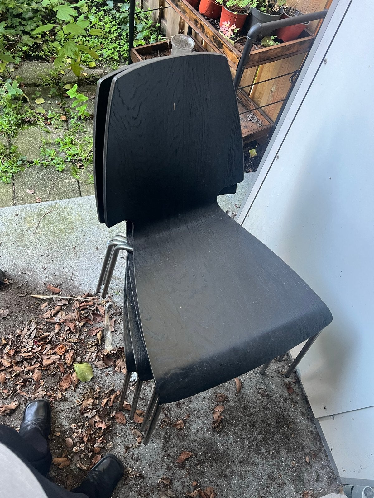 Gratis ophalen zondag! Set 4 zwarte stoelen - Modern design, Ophalen, Gebruikt, Zwart, Vier
