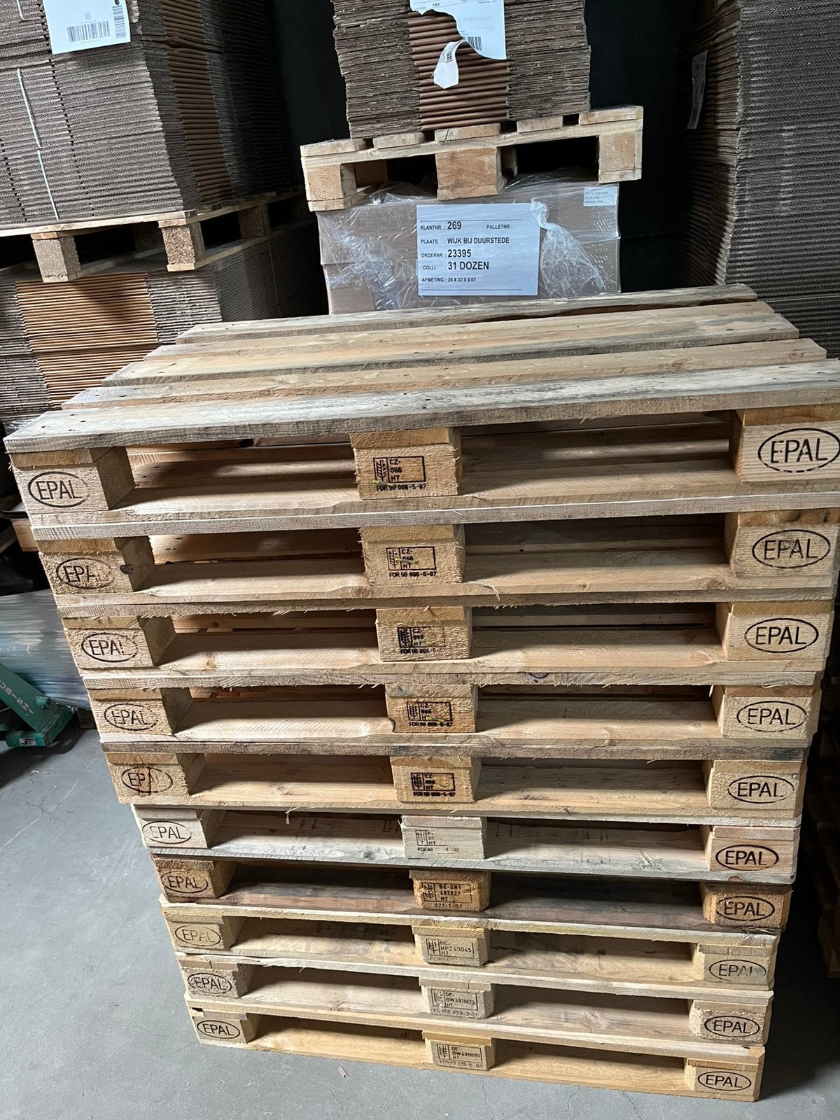 Euro Pallets 10 stuks, Ophalen, Minder dan 25 mm, Zo goed als nieuw, Minder dan 200 cm
