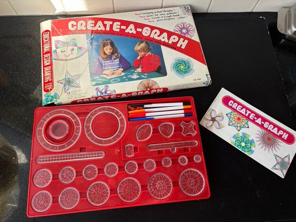 Vintage Spirograph "Create-A-Graph" - Compleet en Perfect, Ophalen of Verzenden, Gebruikt, Knutselen