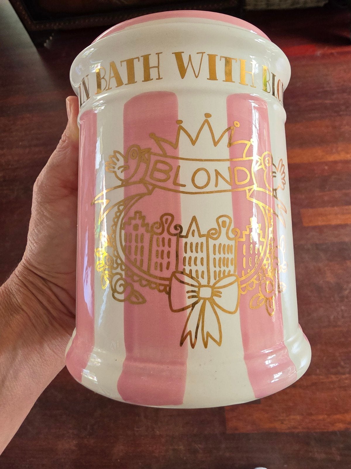 Blond Amsterdam Voorraadpot - Roze/Wit gestreept, Blond Amsterdam, Gebruikt, Ophalen of Verzenden, Voorraadpot