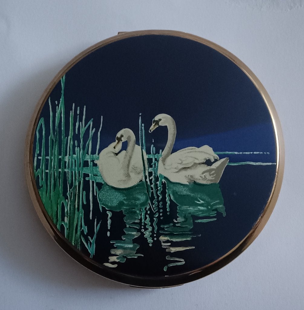Antieke Stratton poederdoos met zwanen, Antiek en Kunst, Ophalen of Verzenden