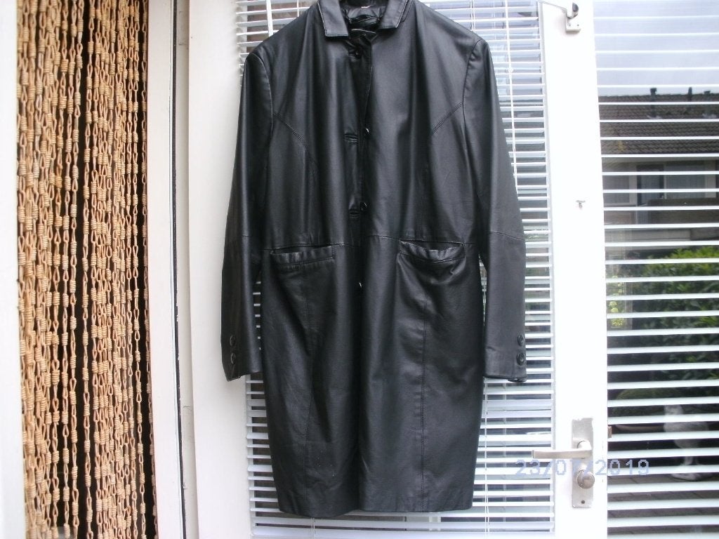 leren dames jas, Ophalen, Gedragen, Maat 42/44 (L), Zwart