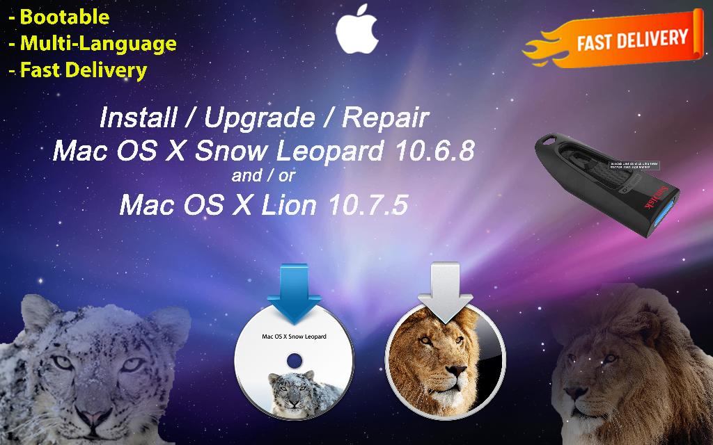 Mac OS X Snow Leopard 10.6.3 en/of Lion 10.7.5 USB Installer, Computers en Software, Besturingssoftware, Ophalen of Verzenden
