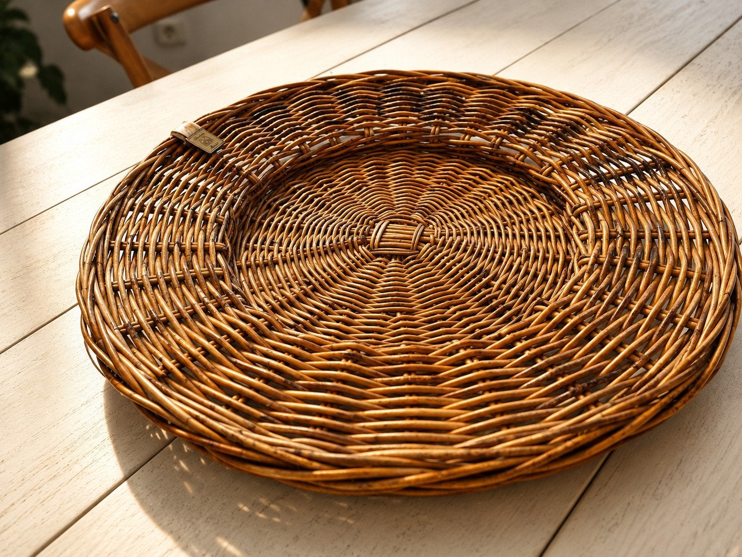 Riviera Maison Dienblad Rotan Rond, Gevlochten, Natuurlijk materiaal, Rond, Ophalen of Verzenden
