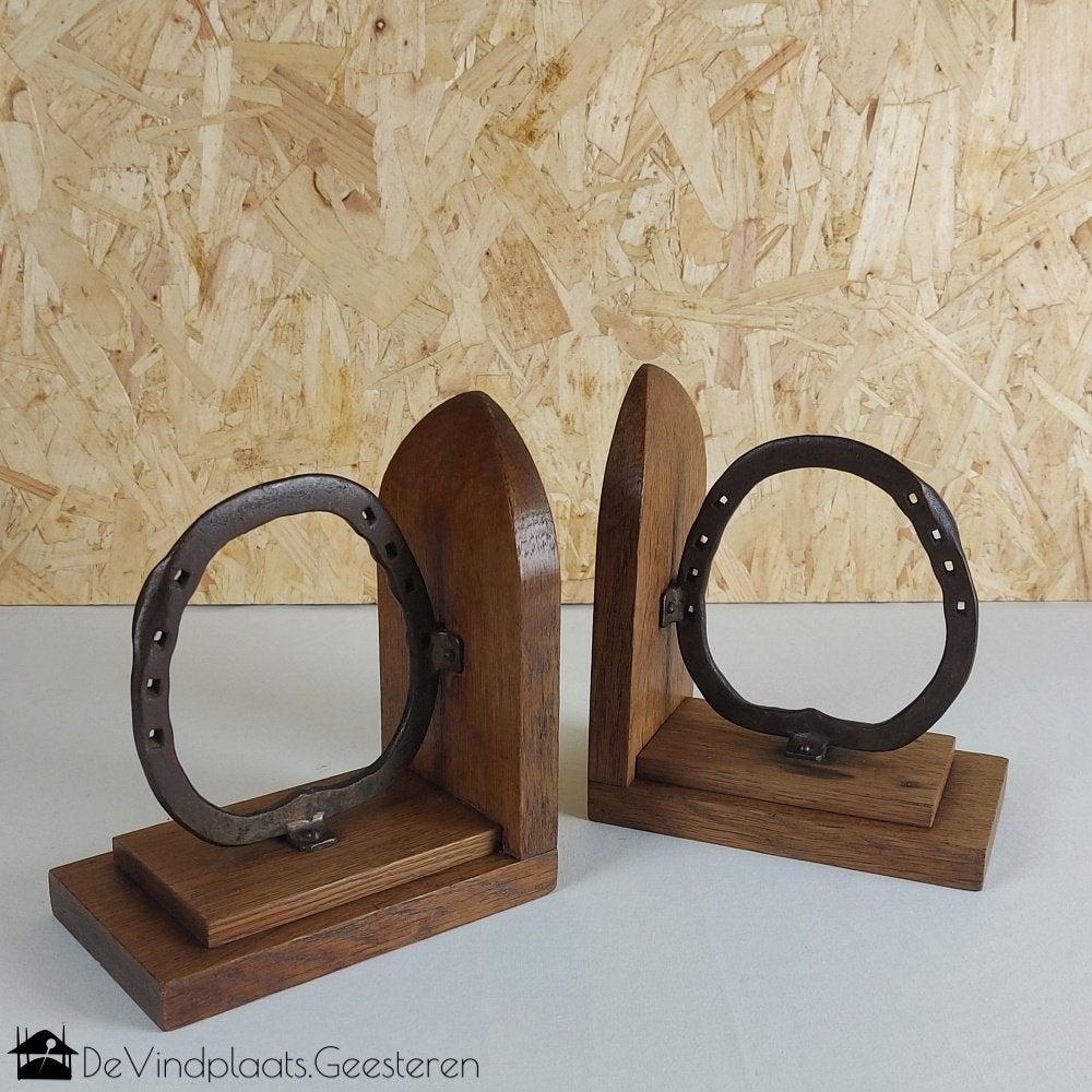 Antieke boekensteunen met hoefijzer, Antiek en Kunst, Antiek | Woonaccessoires, Ophalen of Verzenden