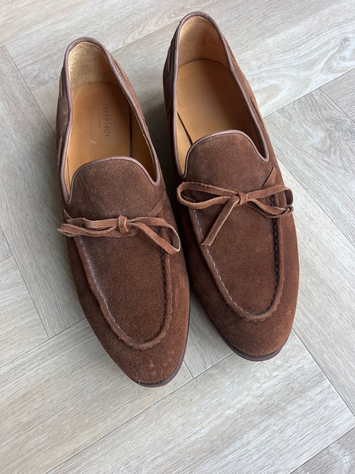 Meermin Mallorca bruine suède loafers - Goodyear Welted, Loafers, Bruin, Nieuw, Ophalen of Verzenden