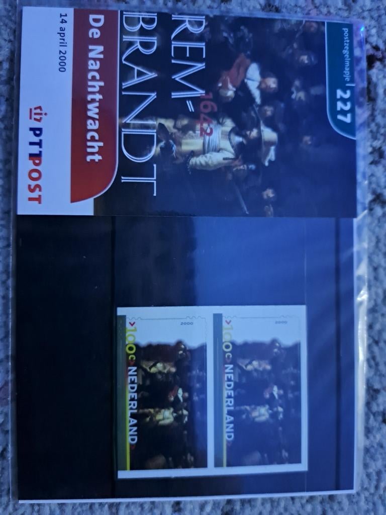 Postzegelmapje De Nachtwacht Rembrandt 2000, Ophalen, Na 1940, Postfris