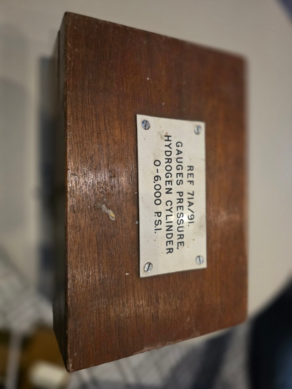 Vintage Waterstof Drukmeter 0-6000 PSI in Houten Kist, Ophalen, Gebruikt, Druk