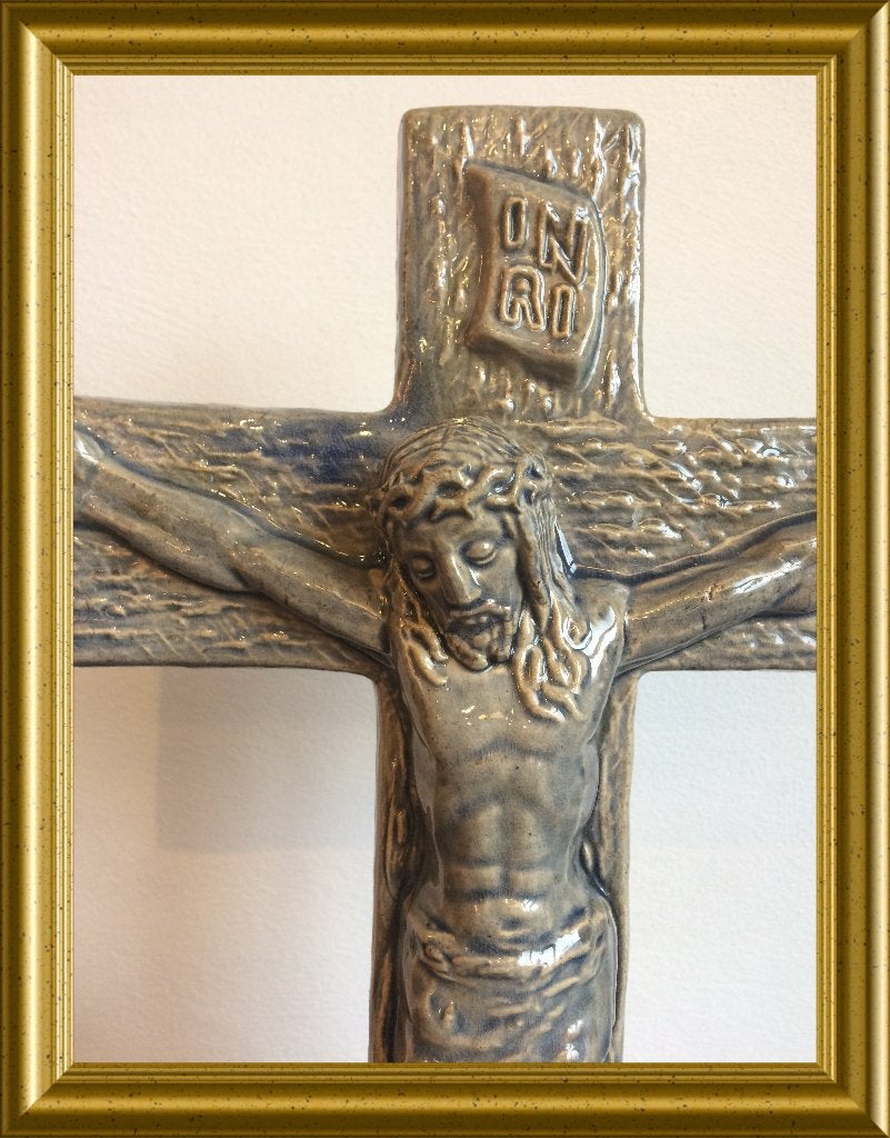 Vintage keramiek kruis, corpus, Christus, INRI, Antiek en Kunst, Ophalen of Verzenden