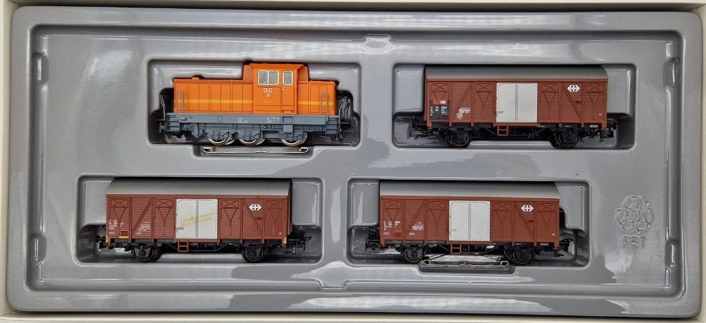 MÄRKLIN 2847: vierdelige Zwitserse goederentrein, Wisselstroom, Treinset, Ophalen of Verzenden, Zo goed als nieuw