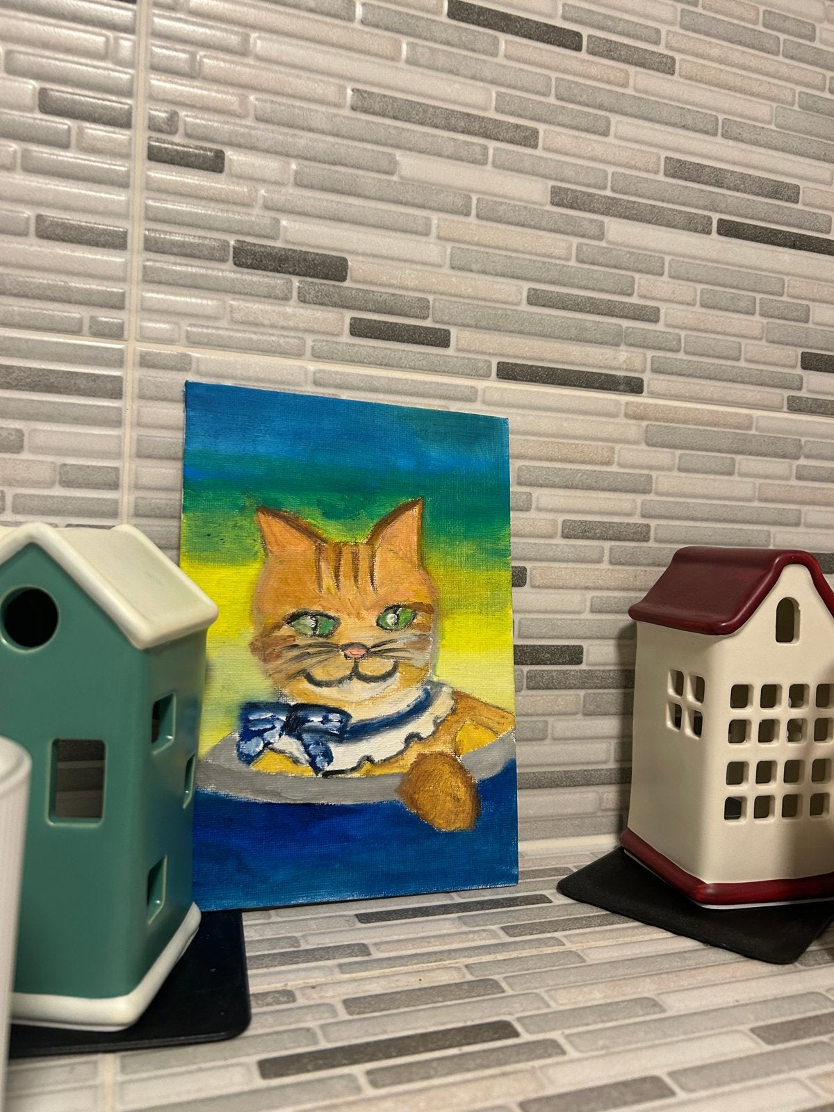 Schilderij van een Oranje Kat, Ophalen of Verzenden