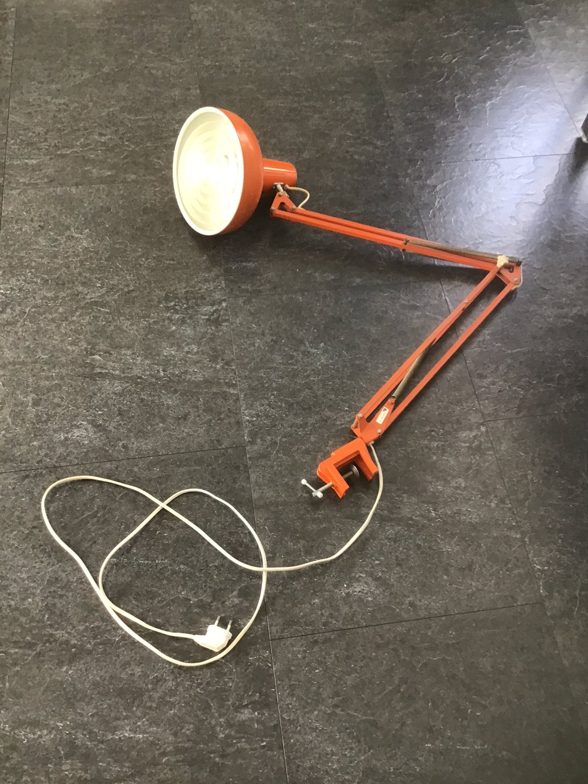 Retro schaarlamp bureau lamp oranje geheel compleet., Ophalen of Verzenden, Gebruikt, Oranje