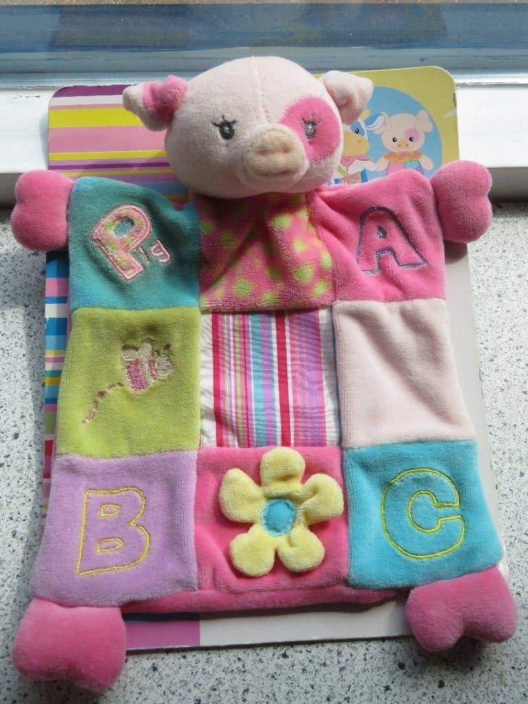 Knuffeldoek varken patchwork vrolijk gekleurd merk Tiamo, Overige typen, Nieuw, Ophalen of Verzenden, Tiamo