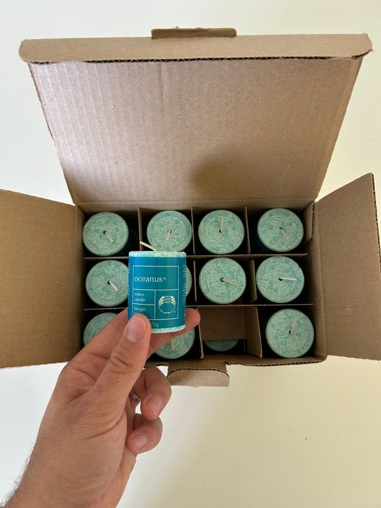 Set van 24 geurkaarsen - Oceanus (The Body Shop), Blauw, Overige merken, Nieuw, Ophalen of Verzenden
