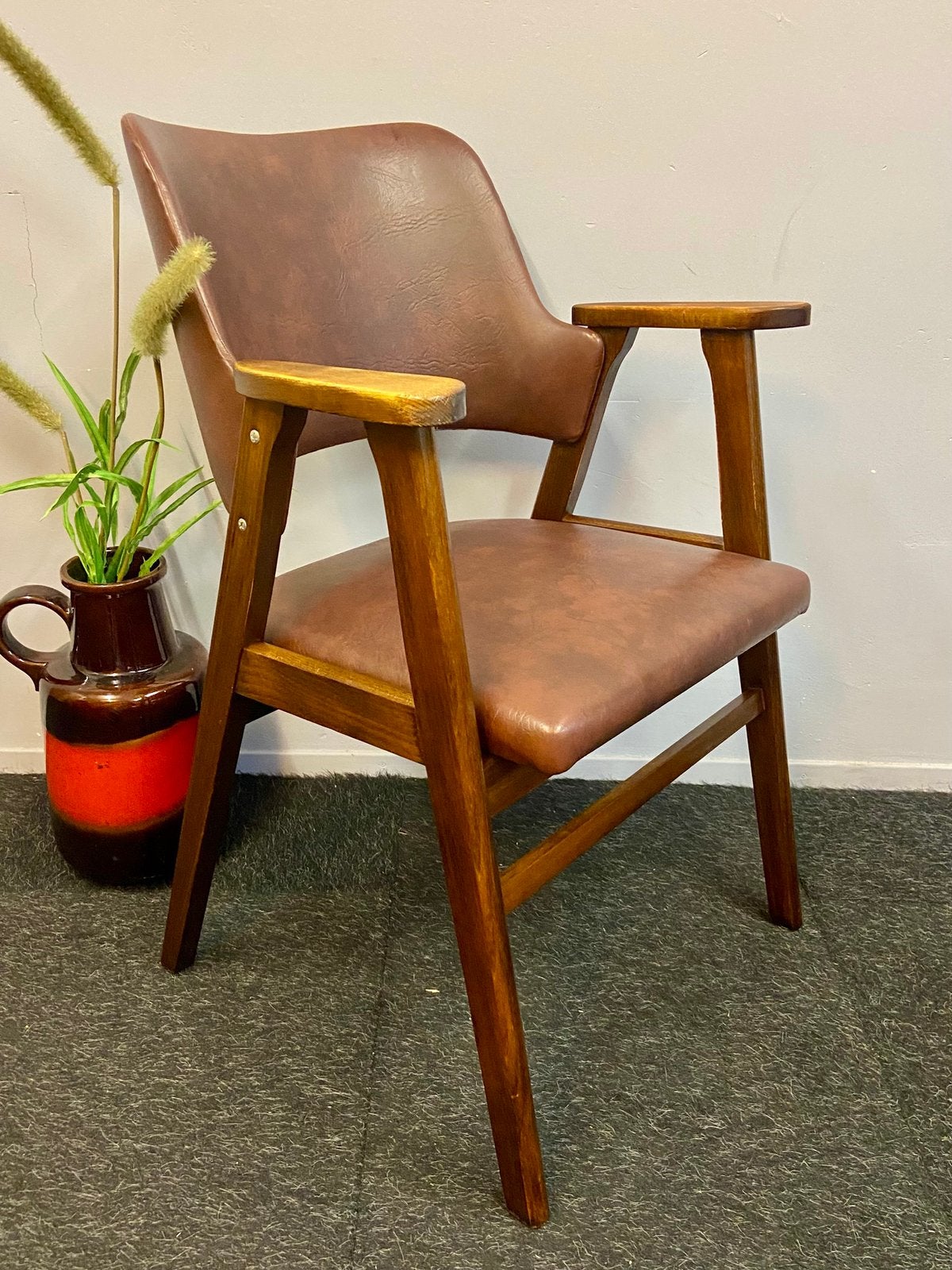 Vintage fauteuil jaren 60/70 retro Dutch Design skai stoel, Huis en Inrichting, Stoelen, Ophalen, Overige materialen, Bruin, Midcentury pastoe japandie jaren 50/60/70 chair