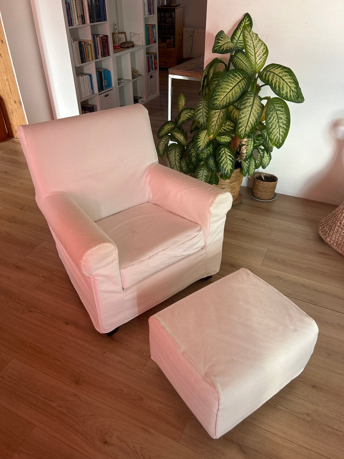 Comfortabele zetel met hocker ikea, Ophalen of Verzenden, Gebruikt, Stof, 75 tot 100 cm