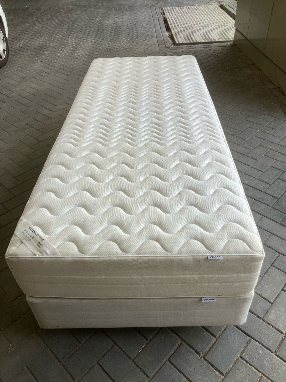 IKEA SULTAN HÄLBERG boxspring 215 cm, Ophalen, Gebruikt, 90 cm, Eenpersoons