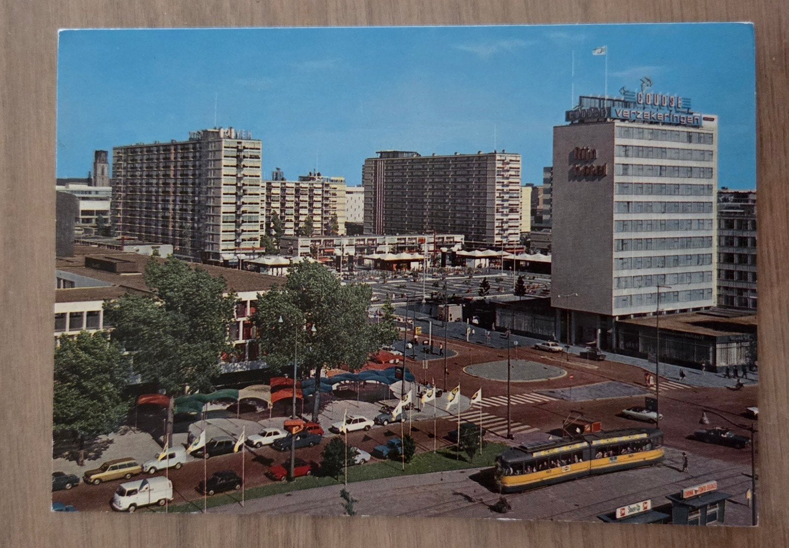 Vintage Ansichtkaart Rotterdam - Schouwburgplein, Verzamelen, Ansichtkaarten | Nederland, Ophalen of Verzenden