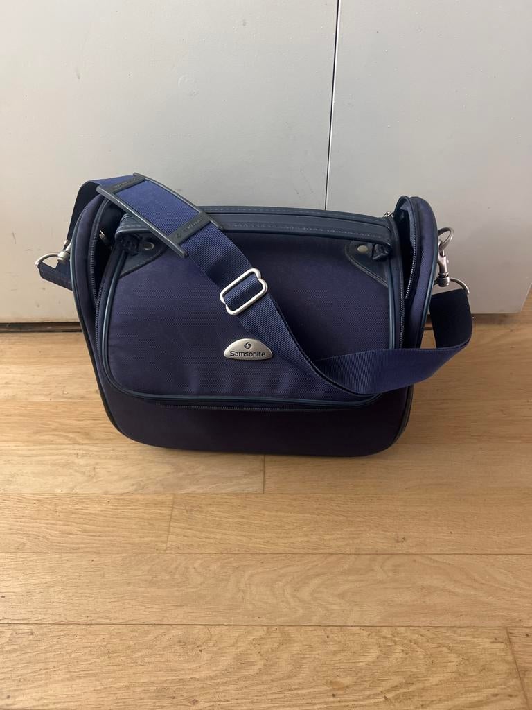 Samsonite opzet tas beautycase met schouderriem 35x25, Ophalen of Verzenden, Gebruikt, Blauw, Softcase